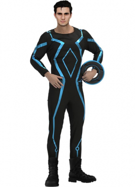 Black and blue video game player costume for men