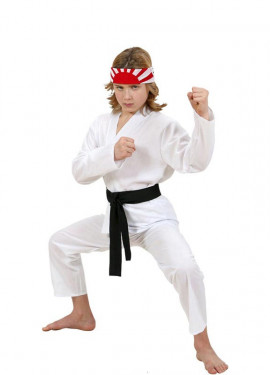 Weißes Karate-Kostüm mit Gürtel für Kinder