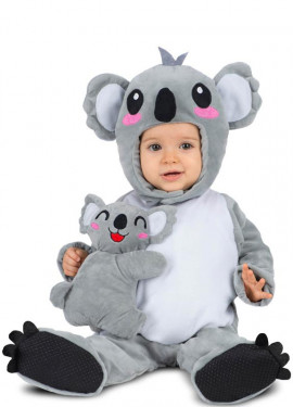Fato de coala cinza com chapéu e peluche para bebé e criança