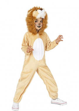 Lion costume with sound and hood for children