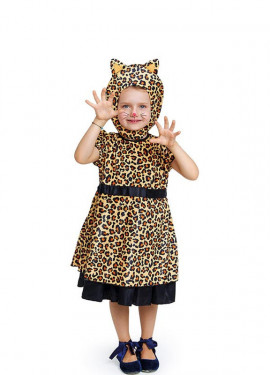 Leopard costume in dress with hat for girl