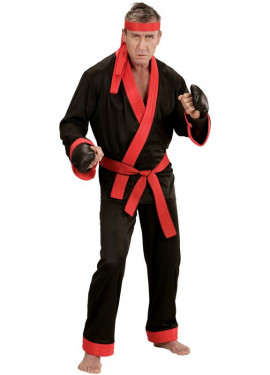 Black and red martial fighter costume for men