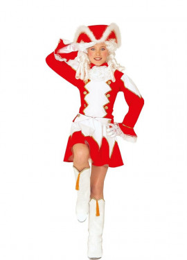 Red and white Majorette costume with hat for girl