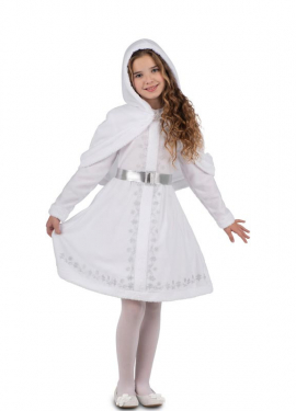 White Mother Christmas costume with hood for girls