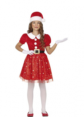 Sparkly Santa Claus costume with belt for girls