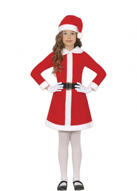 Santa Claus costume with black belt for girls