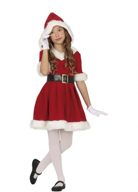 Santa Claus costume in a hooded dress for girls