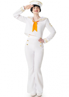 White Sailor Costume with Pants for Women