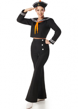 Black Sailor Costume with Pants for Women
