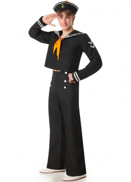 Black Sailor Costume with Pants for Men
