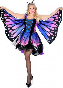 Blue Butterfly Costume with Wings for Women