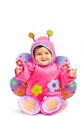 Fuchsia butterfly costume with wings and hood for baby