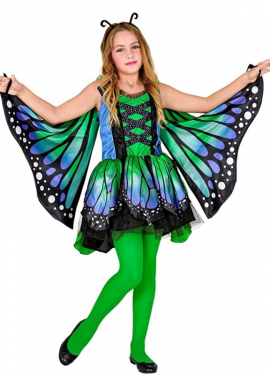 Green Butterfly Costume with Wings for Girls