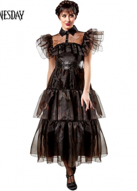 Wednesday Costume Women's Deluxe Black Ball Gown