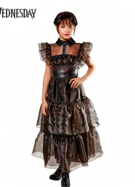 Wednesday Costume Deluxe Black Ball Gown for Girls