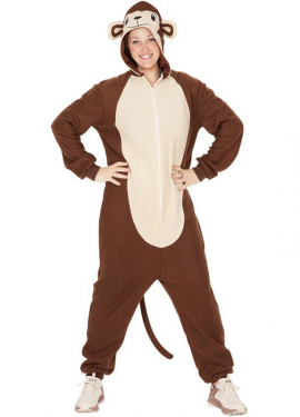 Adult Hooded Monkey Costume with Tail