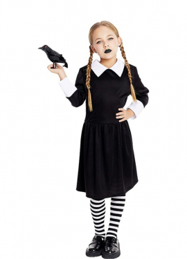 Classic black creepy girl costume for girls and teenagers