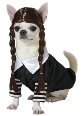 Creepy Girl Dog Costume with Wig