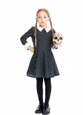 Creepy Girl Skull Print Costume for Girls and Teenagers