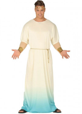 Disfraz de Noble Griego Azul y Blanco para hombre