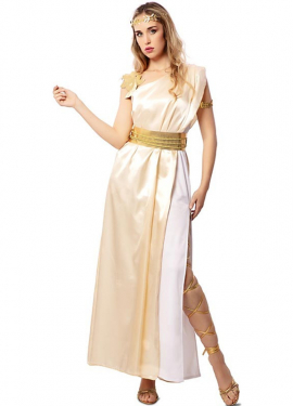 Deluxe beige Roman noblewoman costume for women