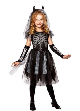 Corpse Bride Costume with Horns for Girls