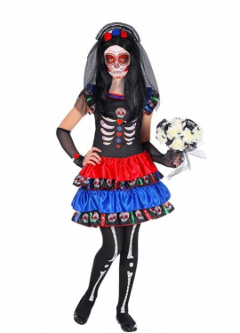 Catrina Skeleton Bride Costume for Girls