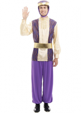 Purple King Balthazar Page Costume with Hat for Men