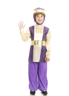 Purple King Balthazar Page Costume with Hat for Boys