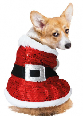 Dog Sequin Santa Claus Costume