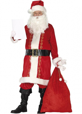 Traditional red Santa Claus costume with hat for men