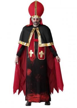 Black and red Bloody Pope costume for men