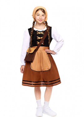Disfraz de Pastorcilla Aldeana marrón para niña