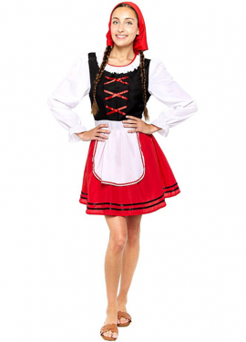 Disfraz de Pastorcilla Aldeana roja para mujer