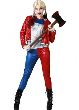 Blue and red Conflictive Clown costume for women