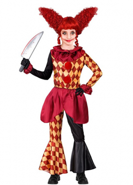 Checkered Macabre Clown Costume for Girls