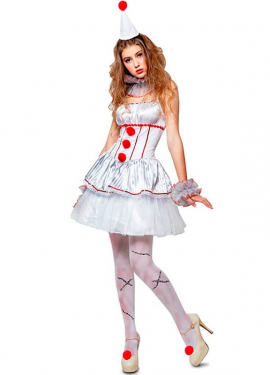 White evil clown costume for women