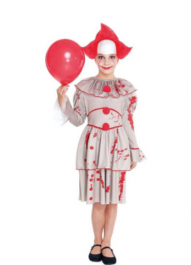 White Sadistic Clown Costume for Girl