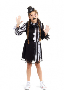 Black and white scary clown costume for girls