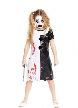 Costume da Clown Terrificante bianco e nero per bambina e adolescente