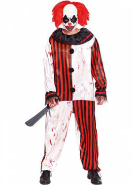 Costume da Clown a Righe con Sangue per uomo