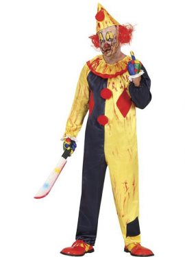 Yellow and blue Killer Clown costume for men