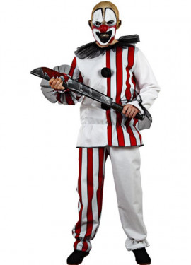 Men's white striped killer clown costume