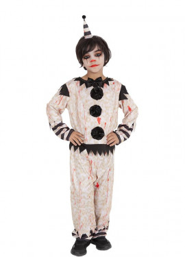 Black and white killer clown costume for kids