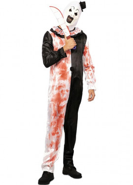 Black and white clown costume with fake blood for men