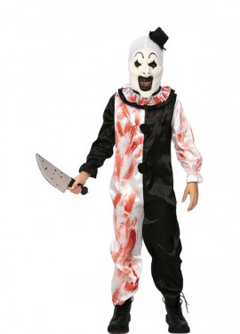 Black and white clown costume with fake blood for kids