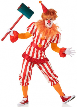 Red and white Circus Clown costume for men