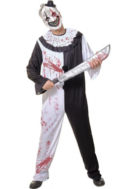 Black and white Merciless Clown costume for men