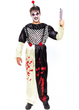 Costume da clown horror scozzese in bianco e nero da uomo