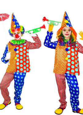 Déguisement de clown à rayures et à pois pour enfants et adolescents